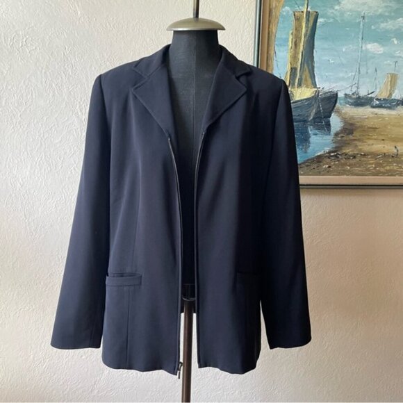 Eddie Bauer black zip up blazer jacket in size medium - Picture 2 of 10